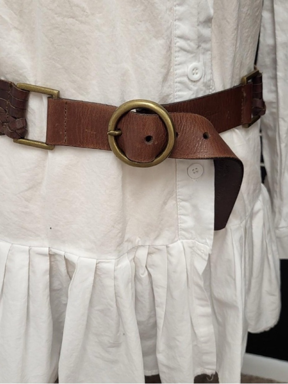Jessica Simpson Brown Leather Round-Buckle Waist Belt